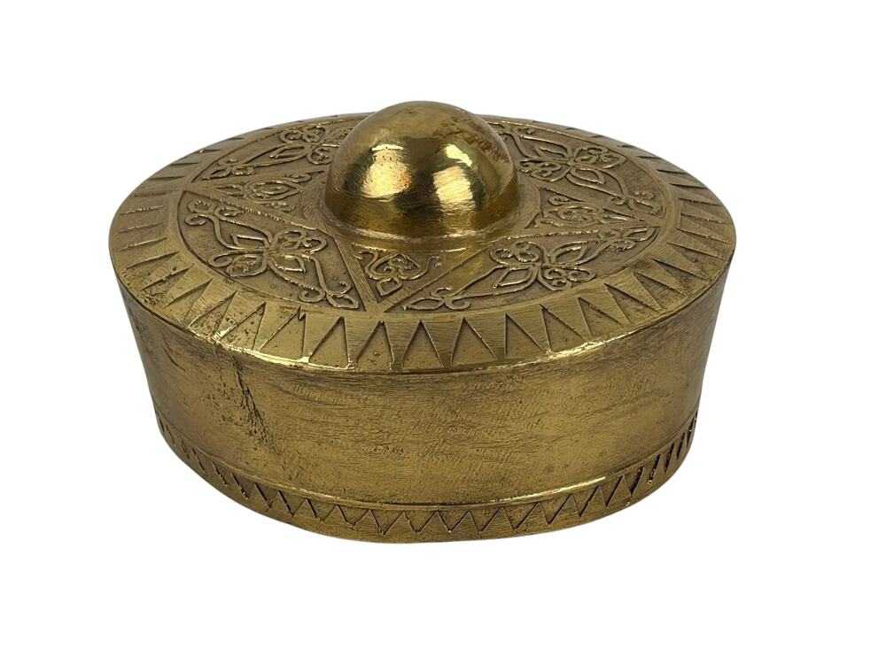 Southeast Asian Etched Brass Kulintang Gong 7" wide x 3.5" high
